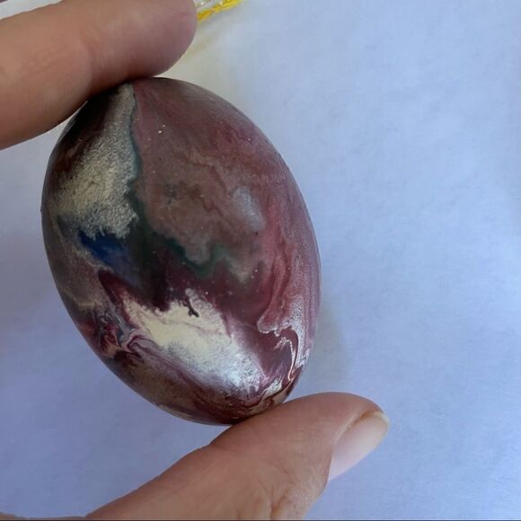 Set of 2 Handmade Egg Ornaments Wood and Wax - Picture 4 of 12